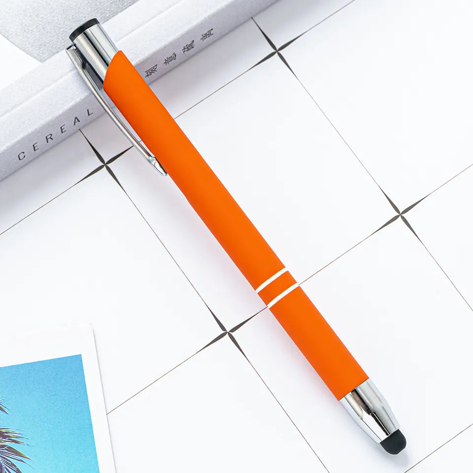 Orange soft touch pen