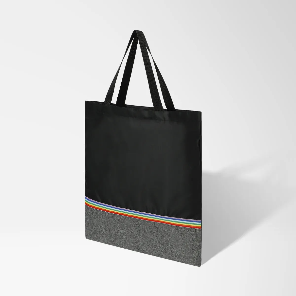 Bea Recycled Two-Tone Tote Bag with Rainbow Stripe