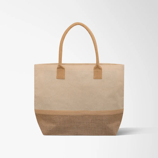 Wanderlust Laminated Jute & Canvas Tote