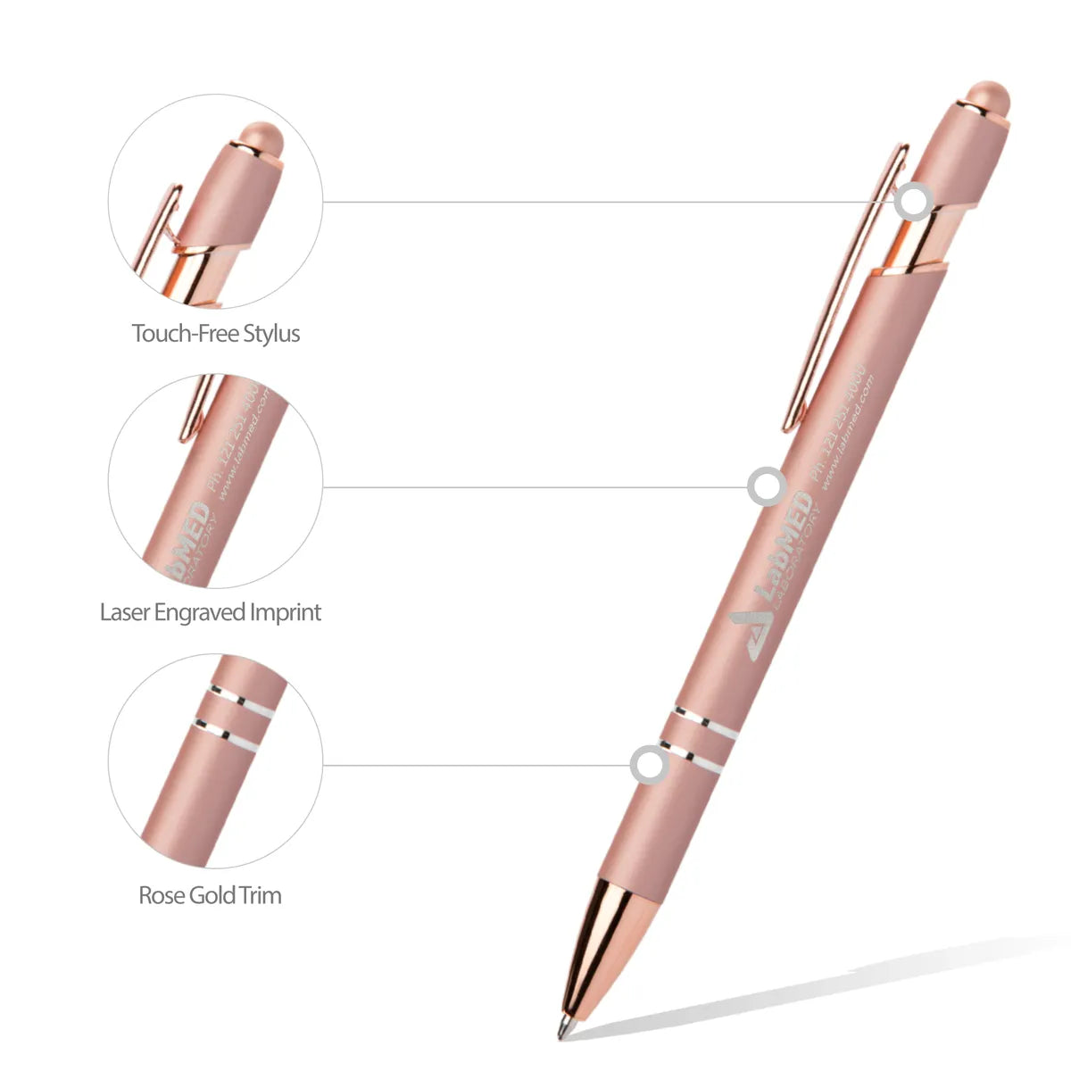 Mineral Alpha Soft Touch Pen with Rose Gold Trim