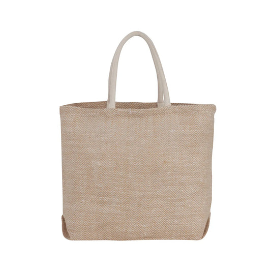 Riley Herringbone Jute Tote Bag