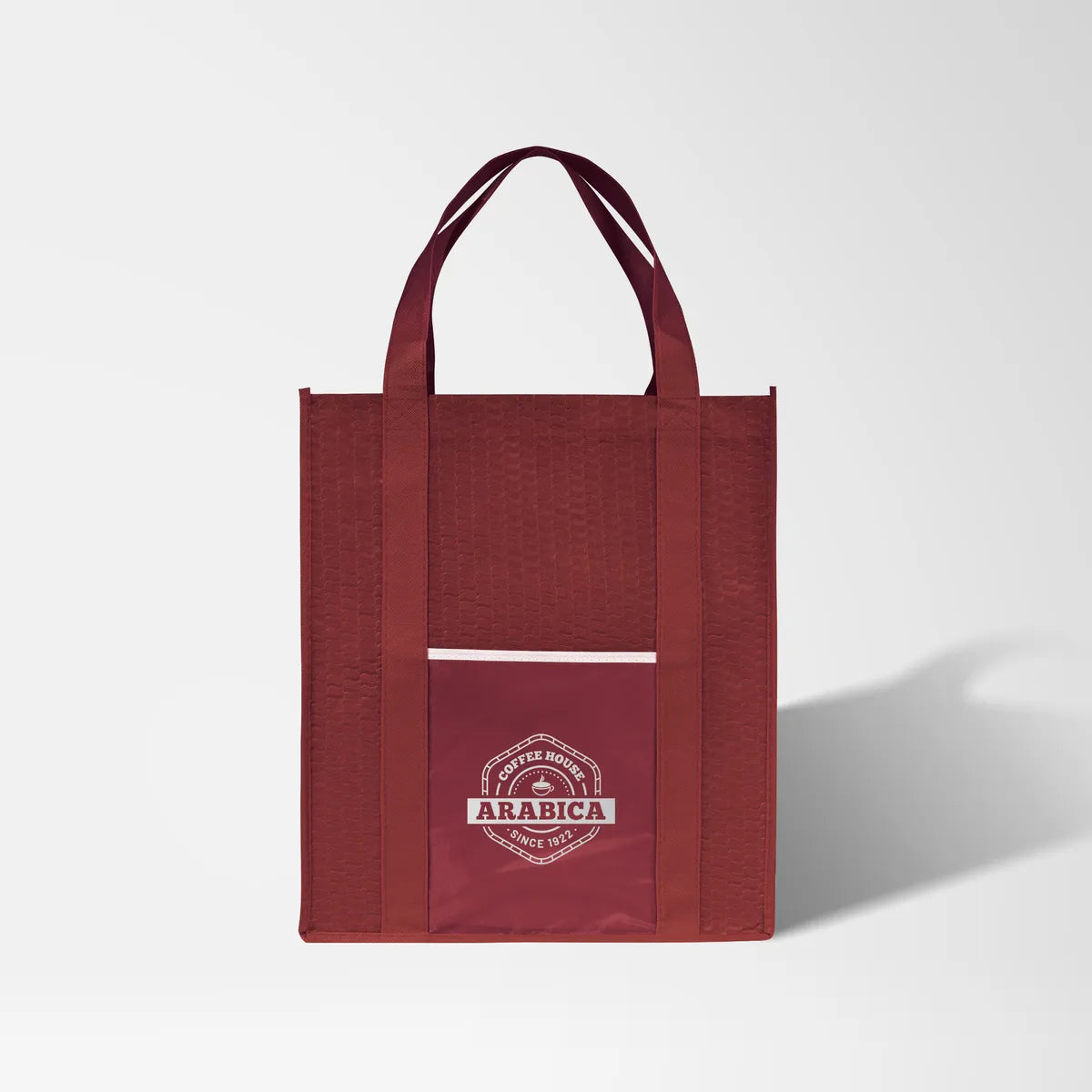 Large Shopping Tote with Wave Pattern & Metallic Imprint