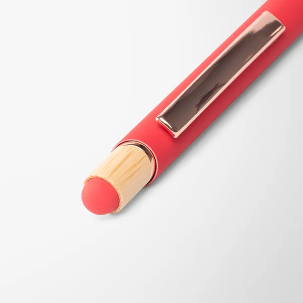 Full Color Recycled Soft Touch Portia Pen with Rose Gold Trim