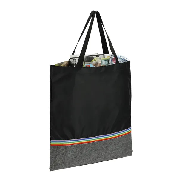 Full Color Bea Recycled Tote Bag with Rainbow Stripe