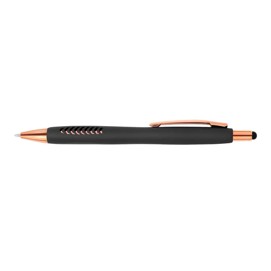 Full Color Soft Touch Basilia Stylus Pen with Rose Gold Trim