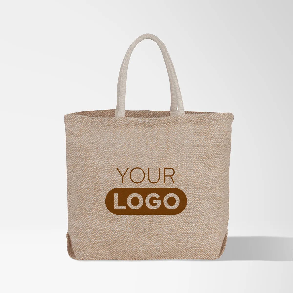 Riley Herringbone Jute Tote Bag