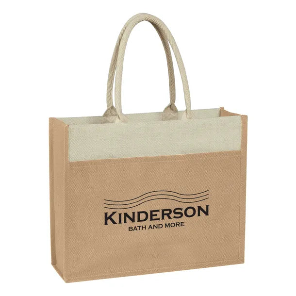 Jute Tote Bag with Front Pocket