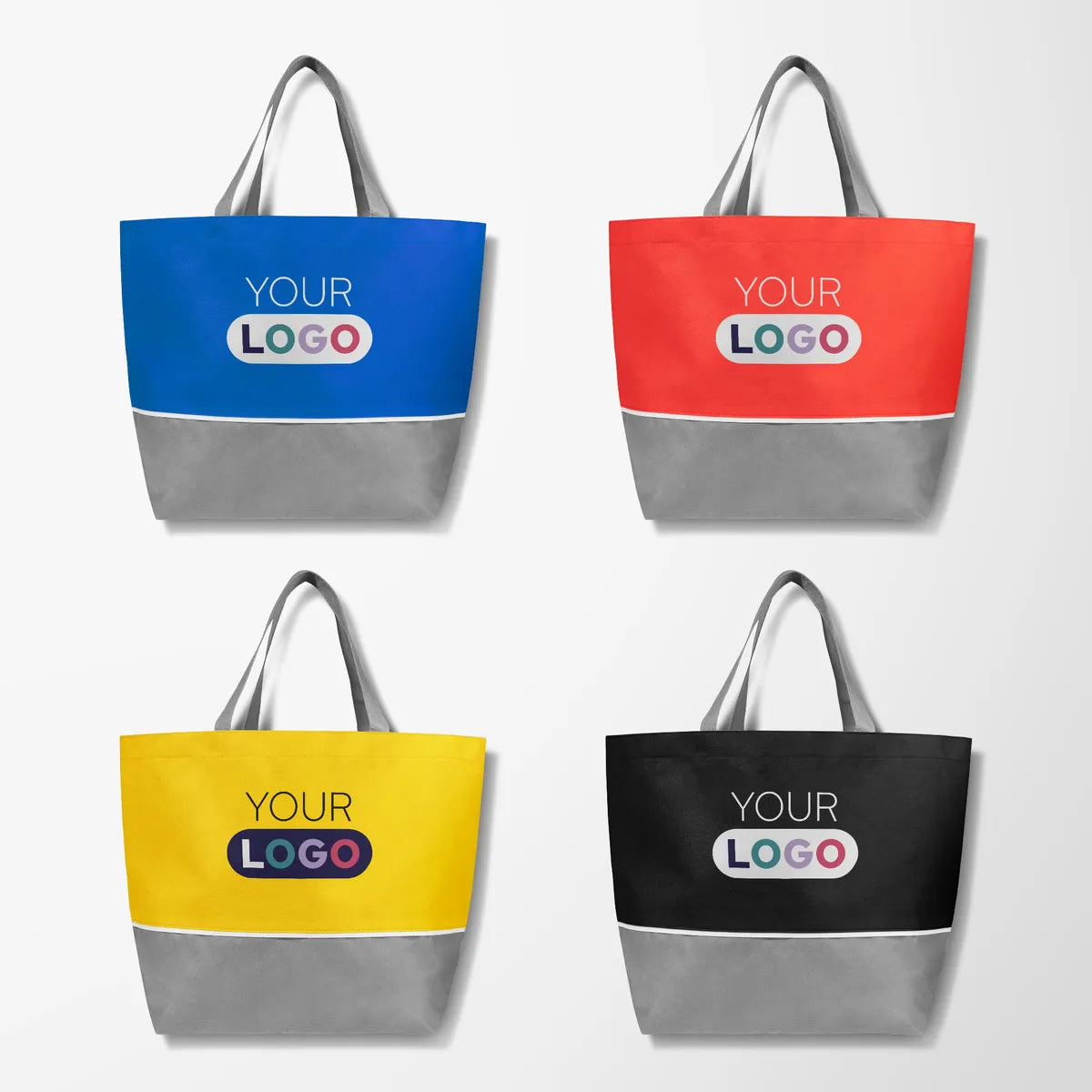Full Color Budget Shopper Tote with Gray Trim