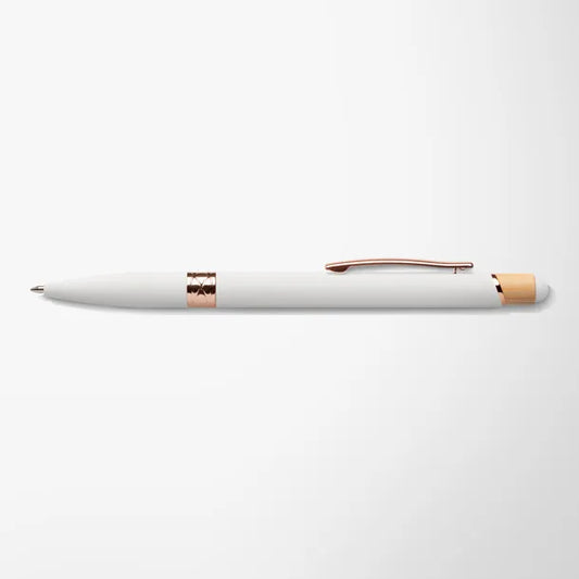 Full Color Recycled Soft Touch Portia Pen with Rose Gold Trim