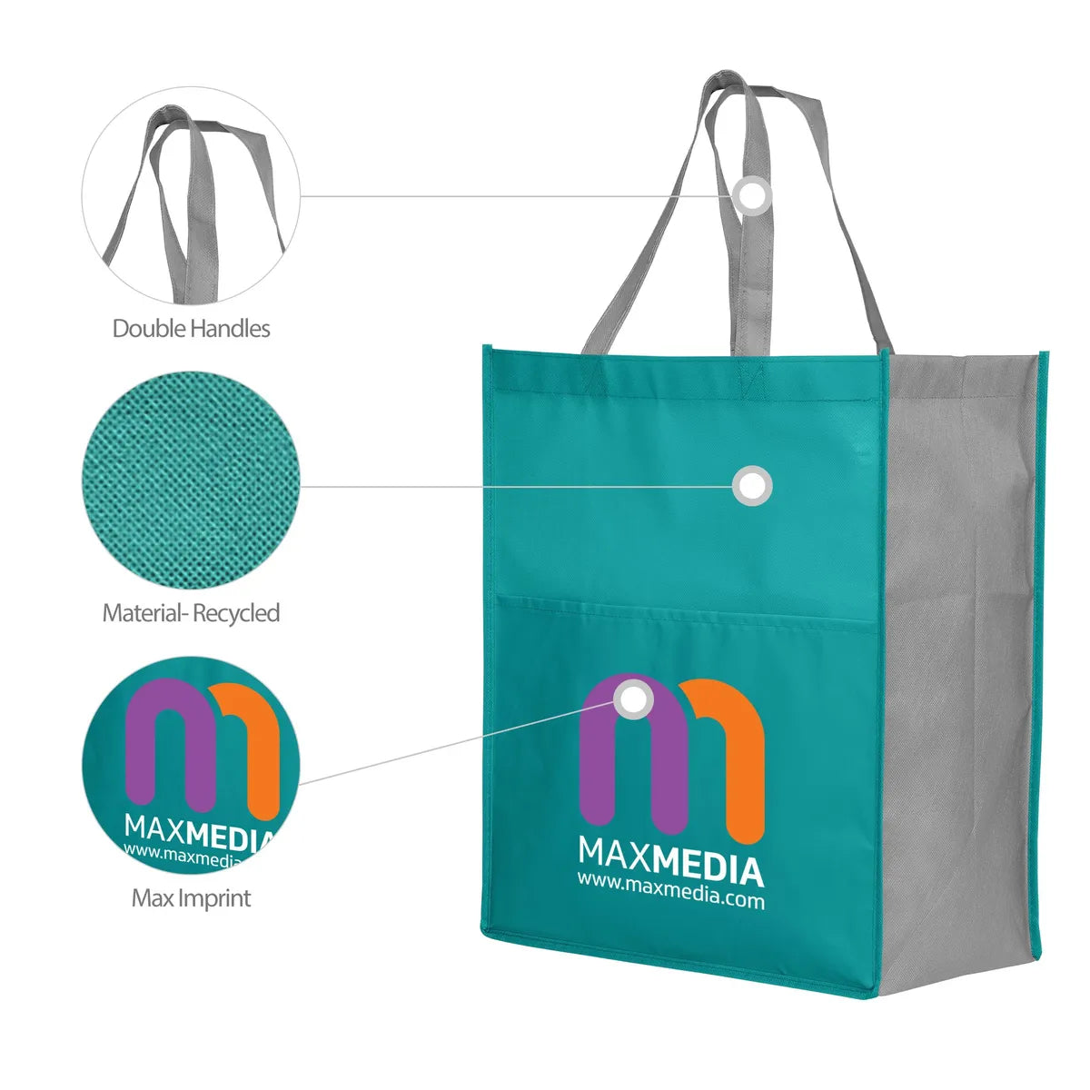 Full Color Recycled Plastic Rayna Tote with Pocket