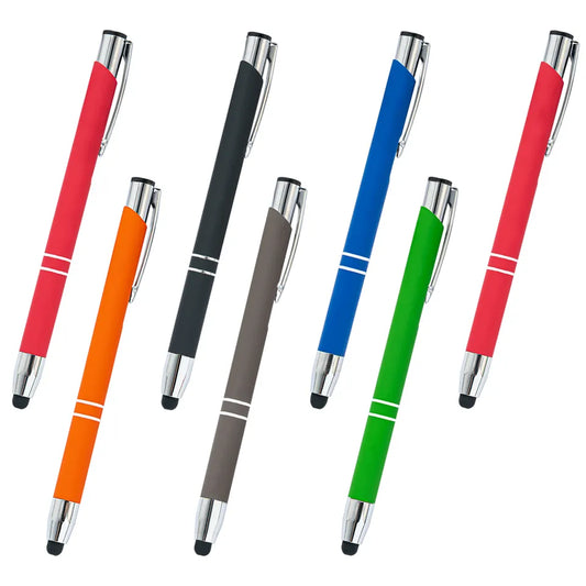 7 colourful pens with white background