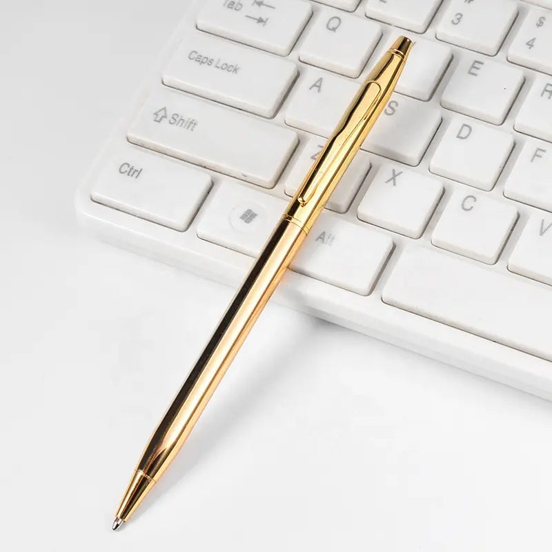 Gold slim metal ballpoint pen