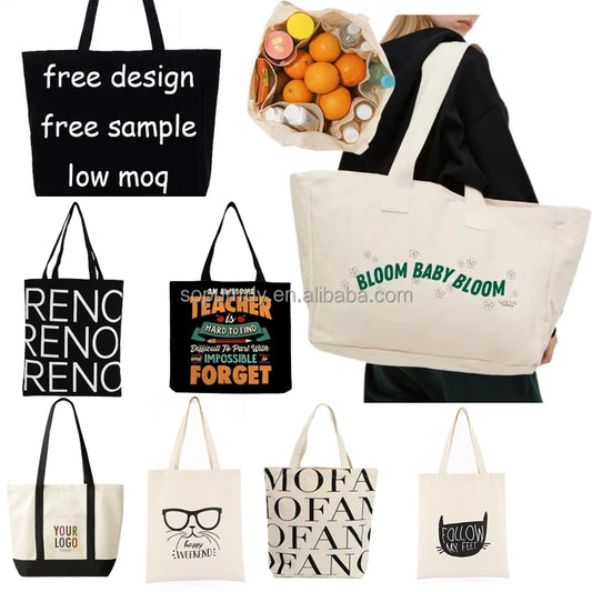 Custom Logo Women's Cotton Canvas Tote Bag