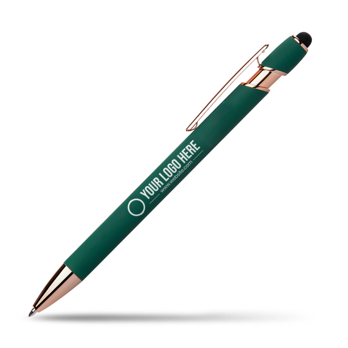 green pen with a white background