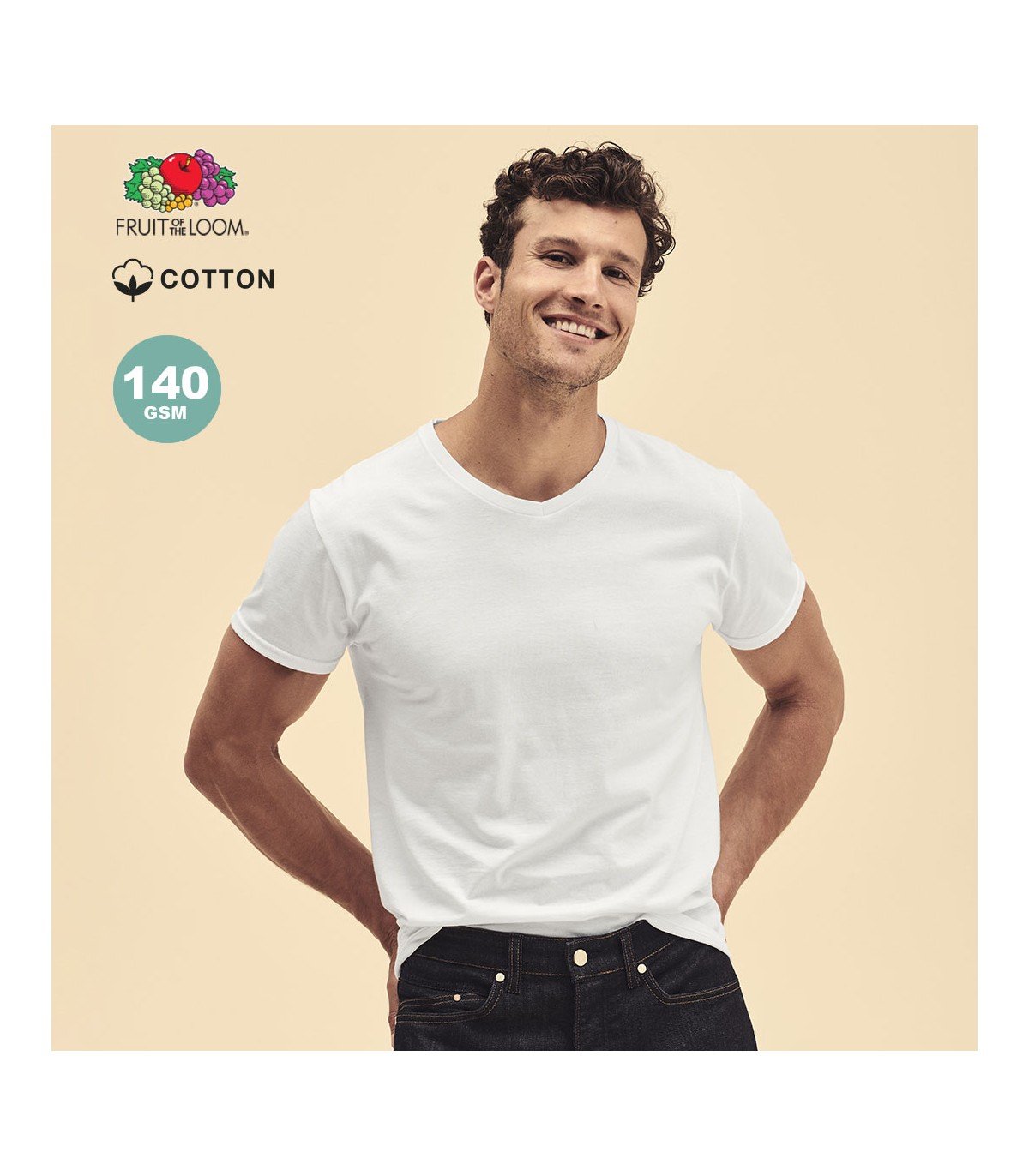 Adult White T-Shirt Iconic V-Neck