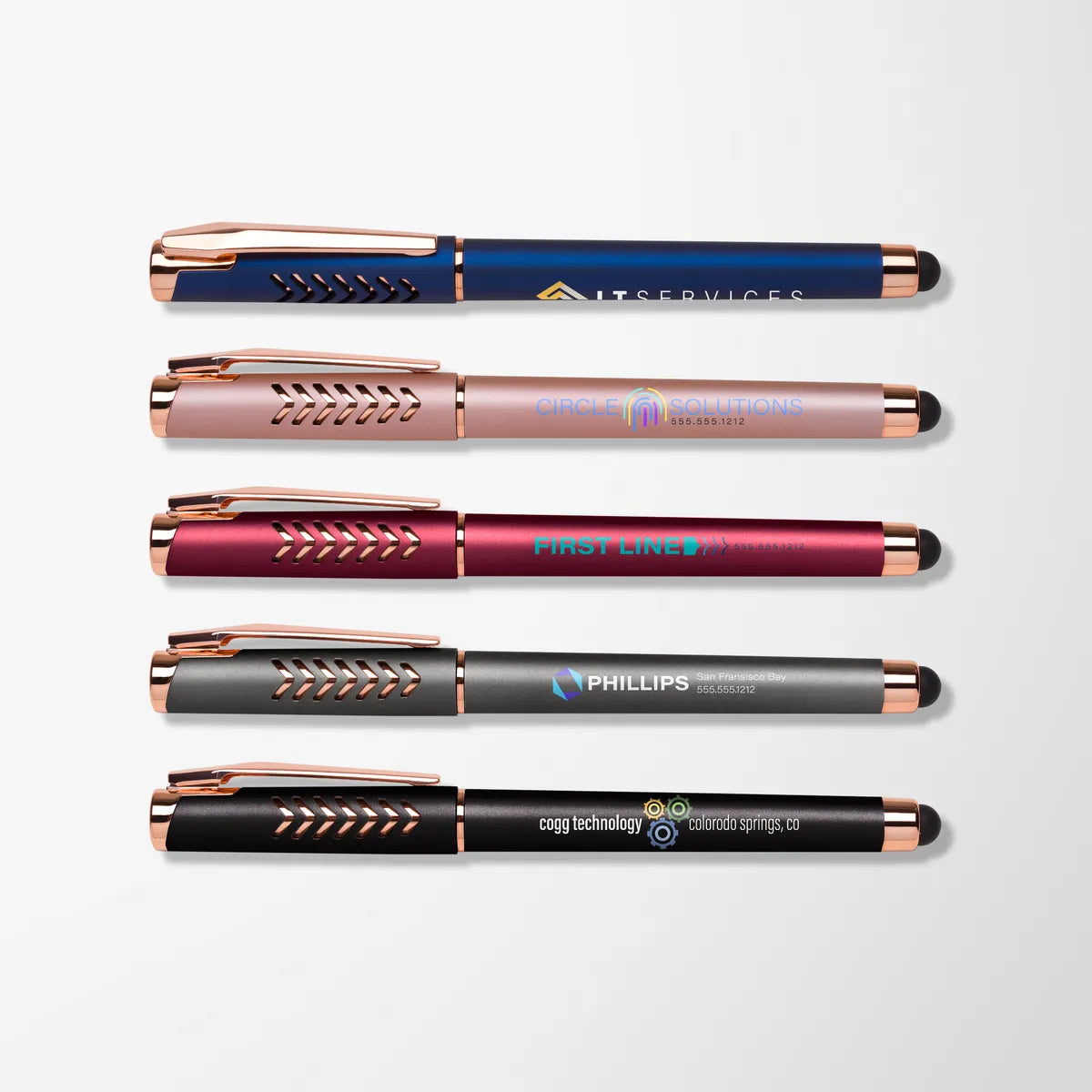 Full Color Hughes Gel Stylus Pen with Chevron Cap