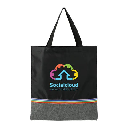 Full Color Bea Recycled Tote Bag with Rainbow Stripe