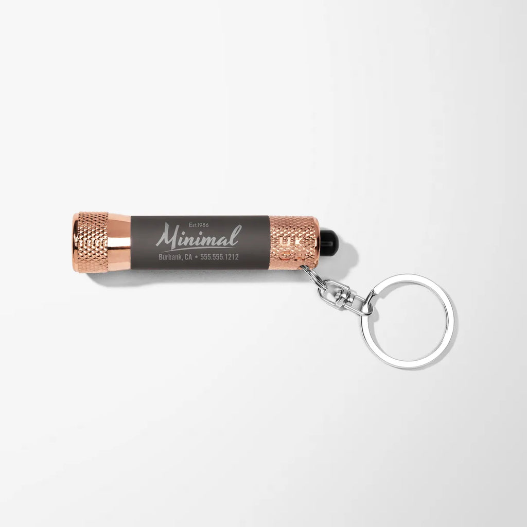Soft Touch 3 LED Flashlight Keychain with Rose Gold Trim