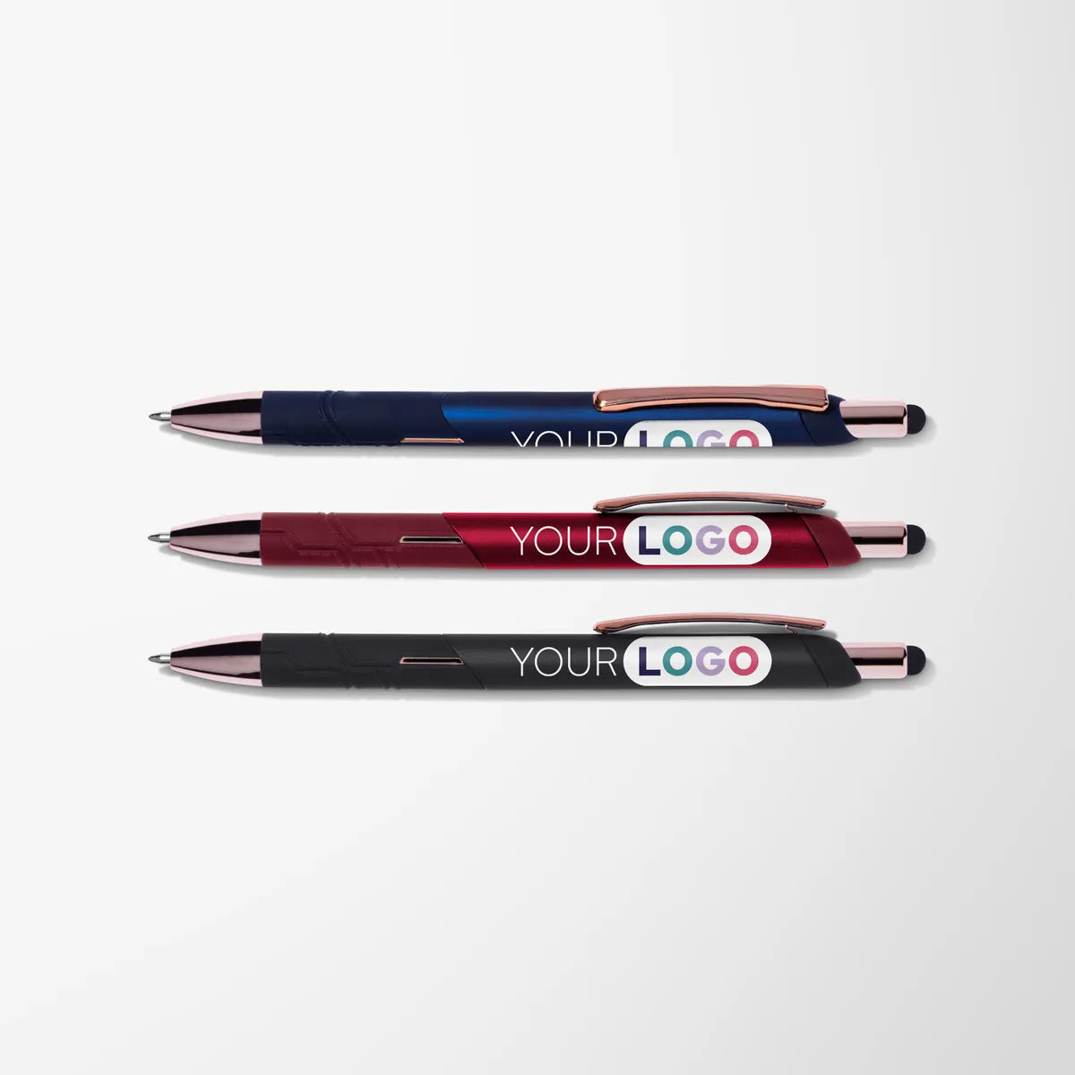 Full Color Soft Touch York Pen with Rose Gold Trim