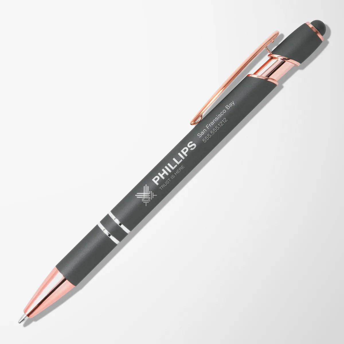 Mineral Alpha Soft Touch Pen with Rose Gold Trim