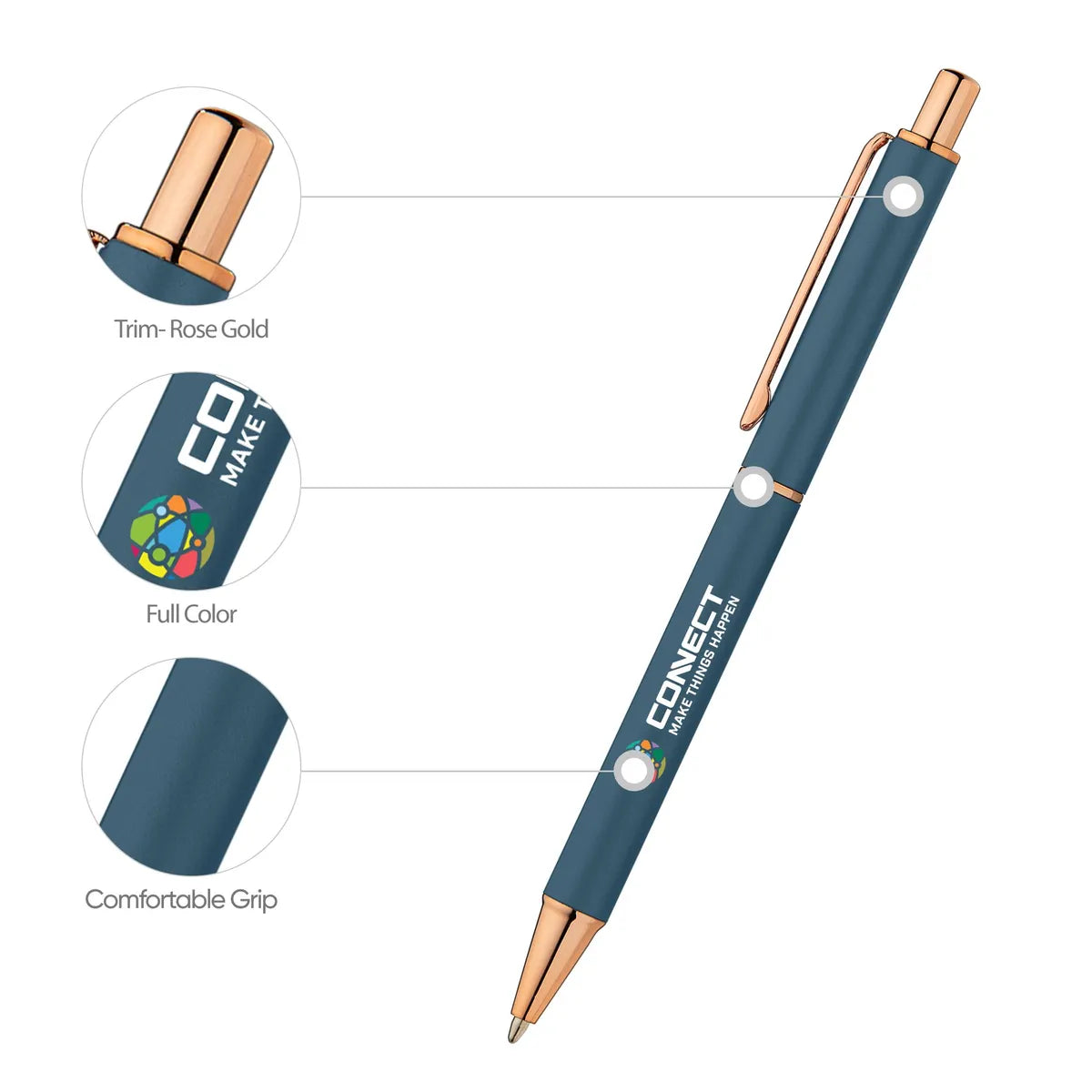 Full Color Mineral Capri Pen with Rose Gold Trim