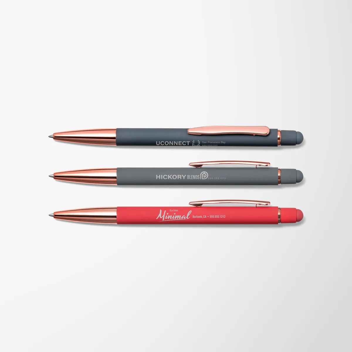 Engraved Aria Gel Pen with Rose Gold Trim