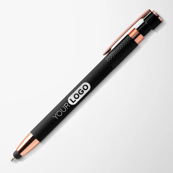 Engraved Soft Touch Tate Stylus Pen with Rose Gold Trim