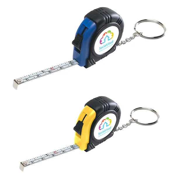 Rubber Tape Measure Key Tag with Laminated Label