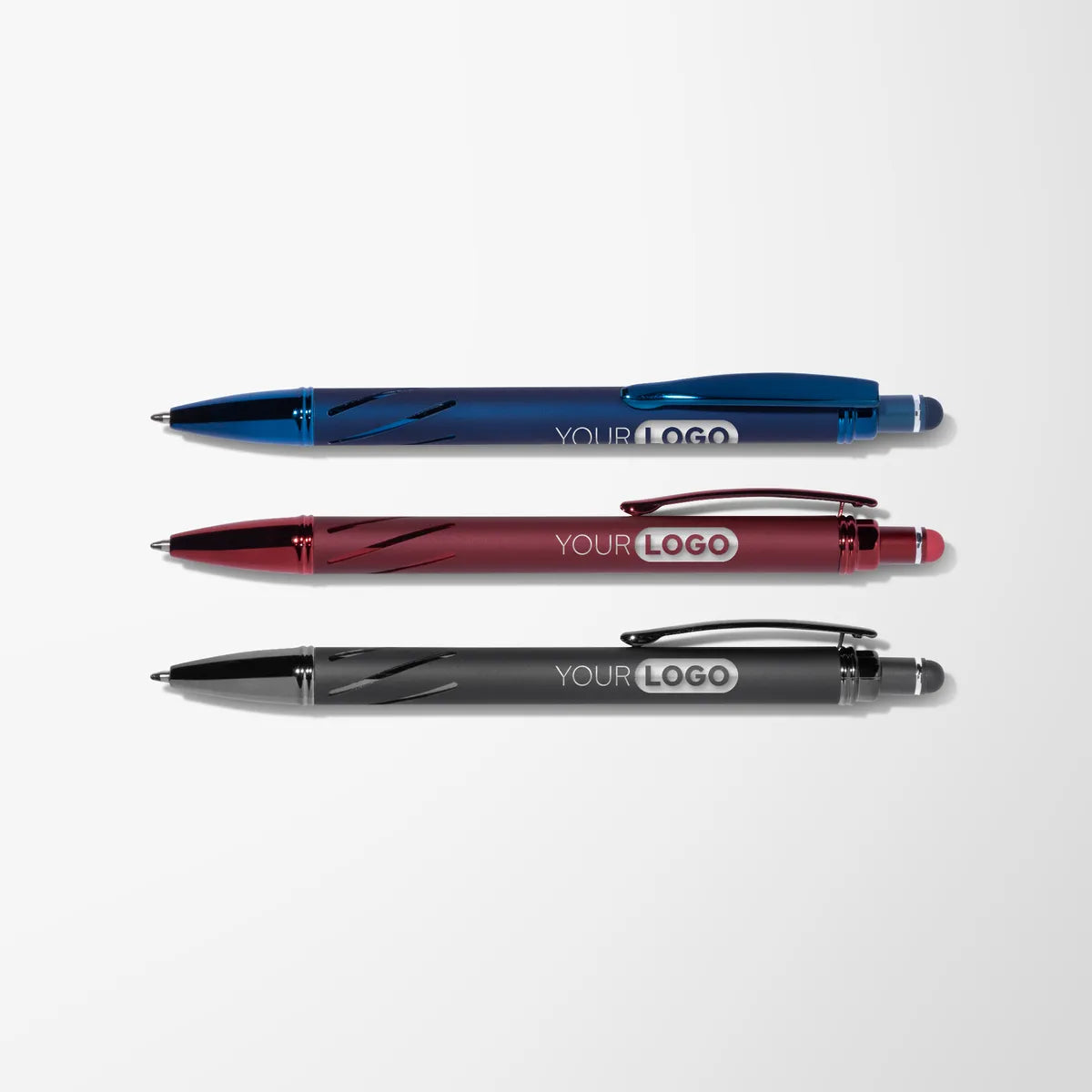 Engraved Monochrome Diamond Stylus Pen with Shiny Grip