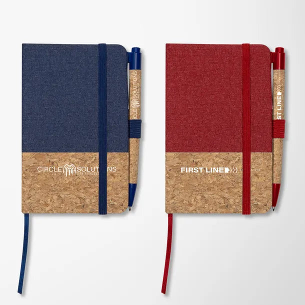 3.5" x 5.5" Cork & Linen Beau Notebook Set