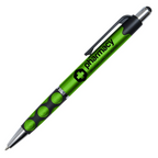 Metallic Gemma Pen with Dot Grip and Stylus Top