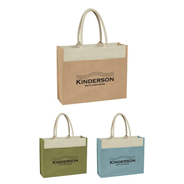 Jute Tote Bag with Front Pocket