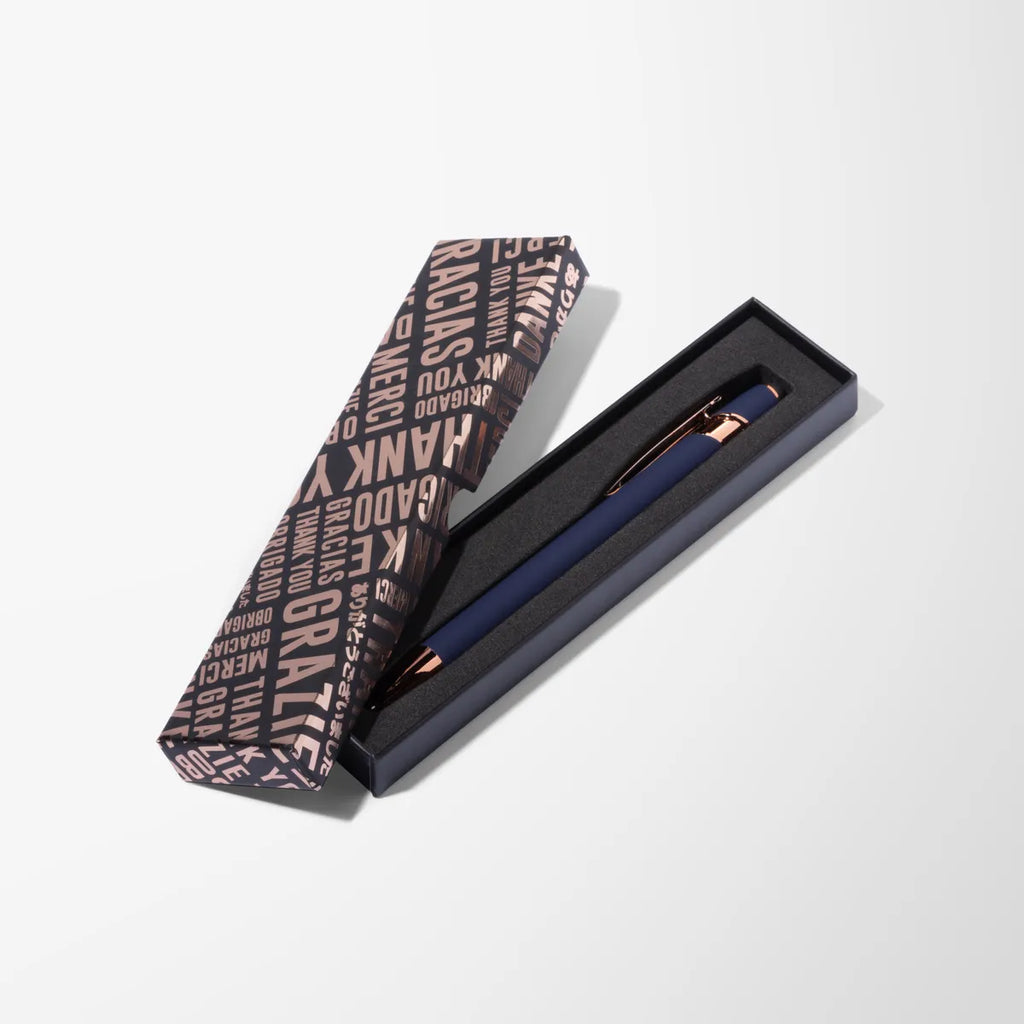 Engraved Alpha Pen with Rose Gold Trim in Thank You Box