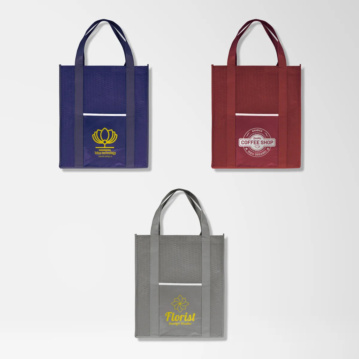Large Shopping Tote with Wave Pattern & Metallic Imprint