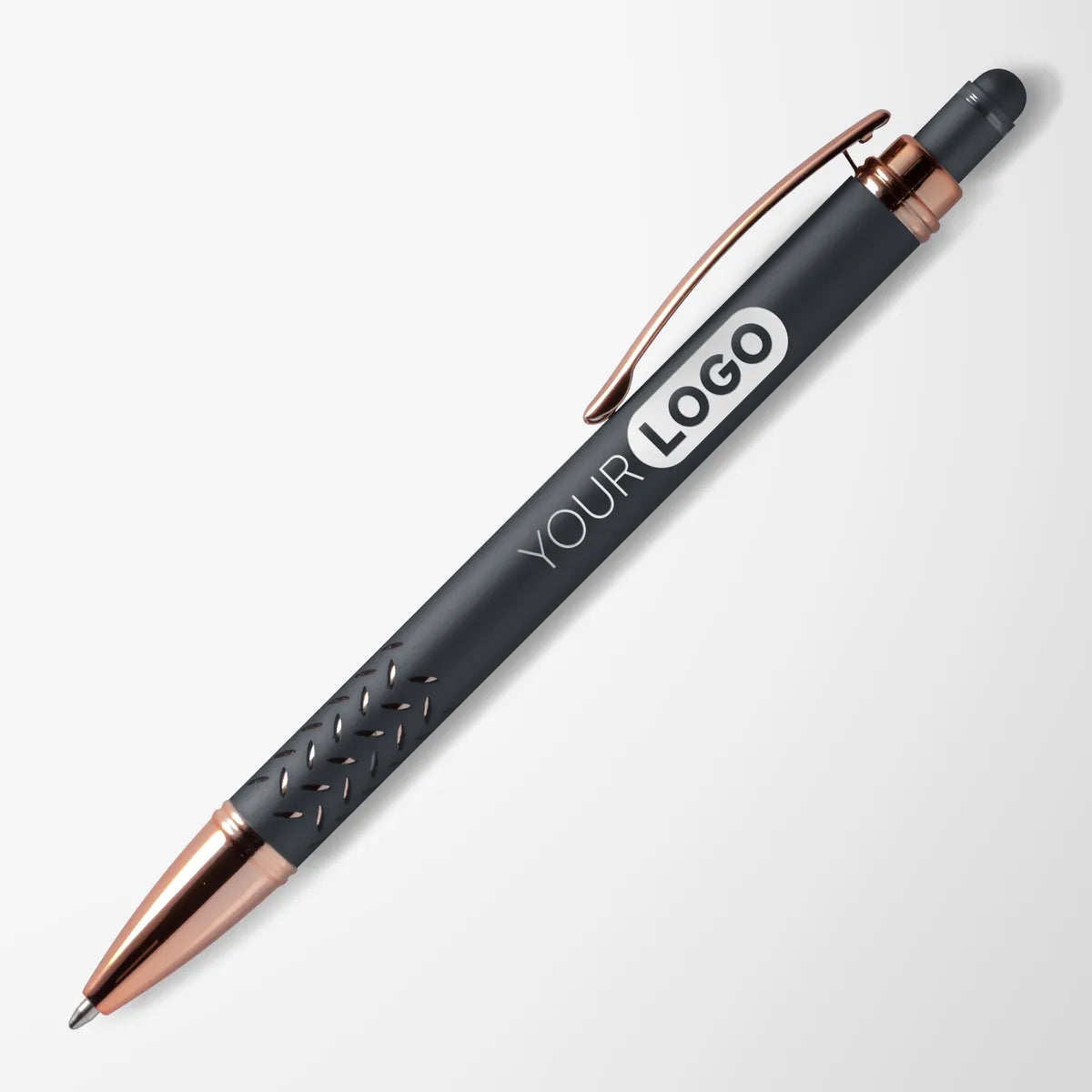 Engraved Mineral Diamond Stylus Pen with Chevron Grip