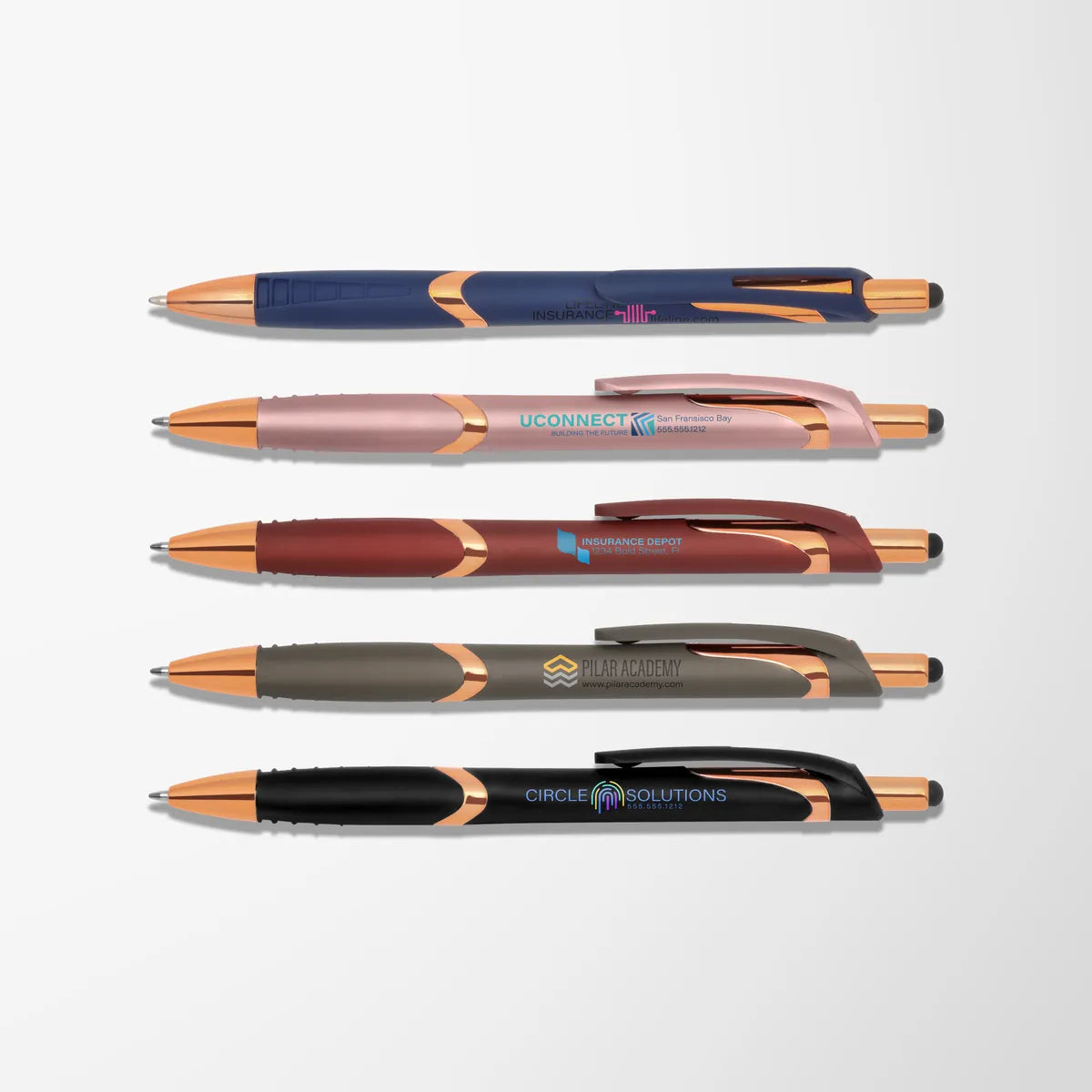 Full Color Splendor Pen with Rose Gold Trim