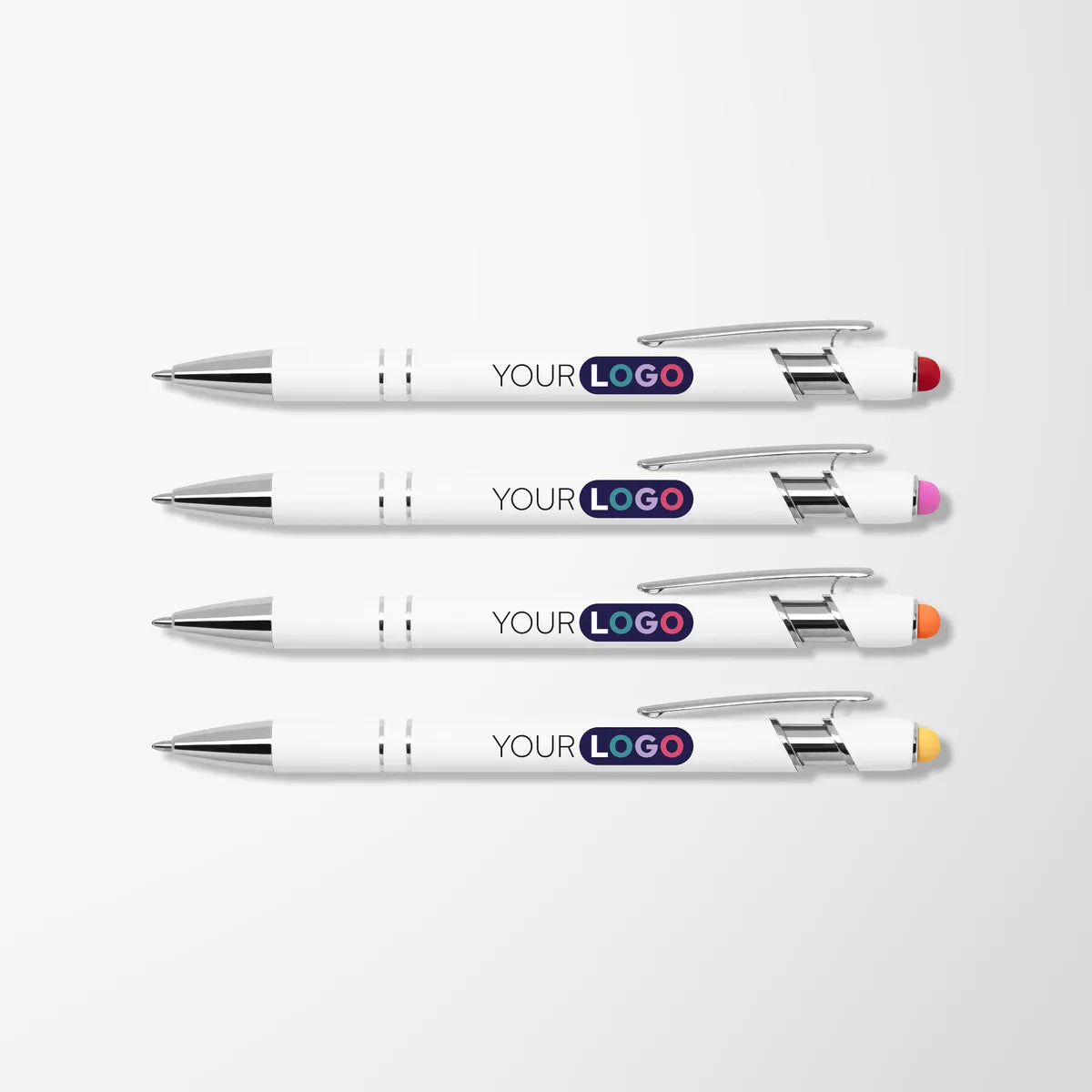 Full Color White Alpha Soft Touch Stylus Pen
