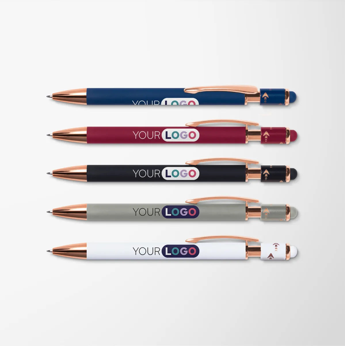 Full Color Etta Fidget Stylus Pen with Rose Gold Trim