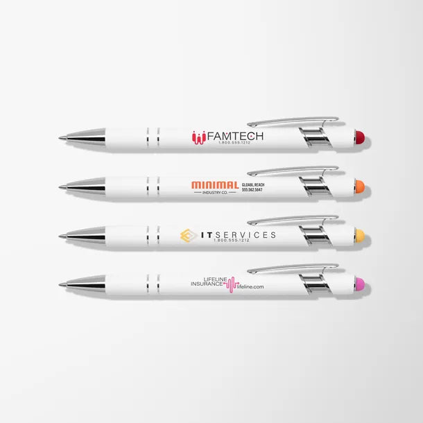 Full Color White Alpha Soft Touch Stylus Pen