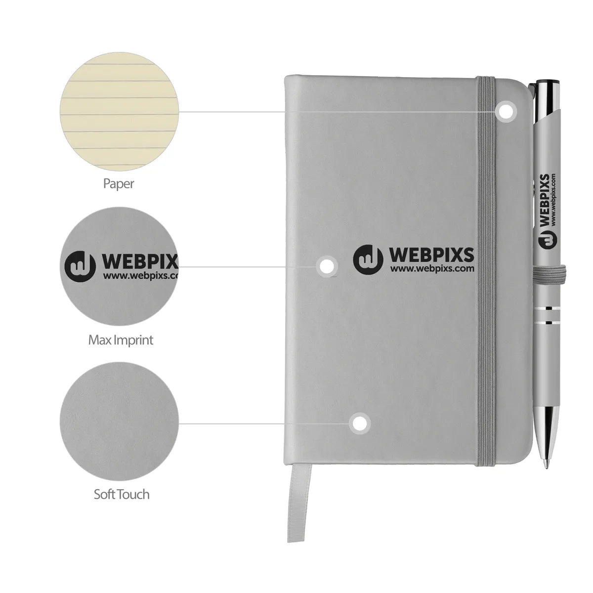 Mineral Soft Touch Note Caddy & Pen Set