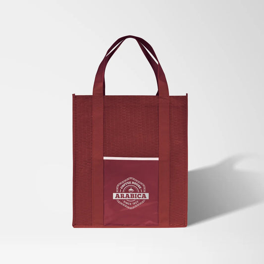 Large Shopping Tote with Wave Pattern & Metallic Imprint