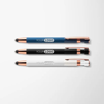 Engraved Soft Touch Tate Stylus Pen with Rose Gold Trim
