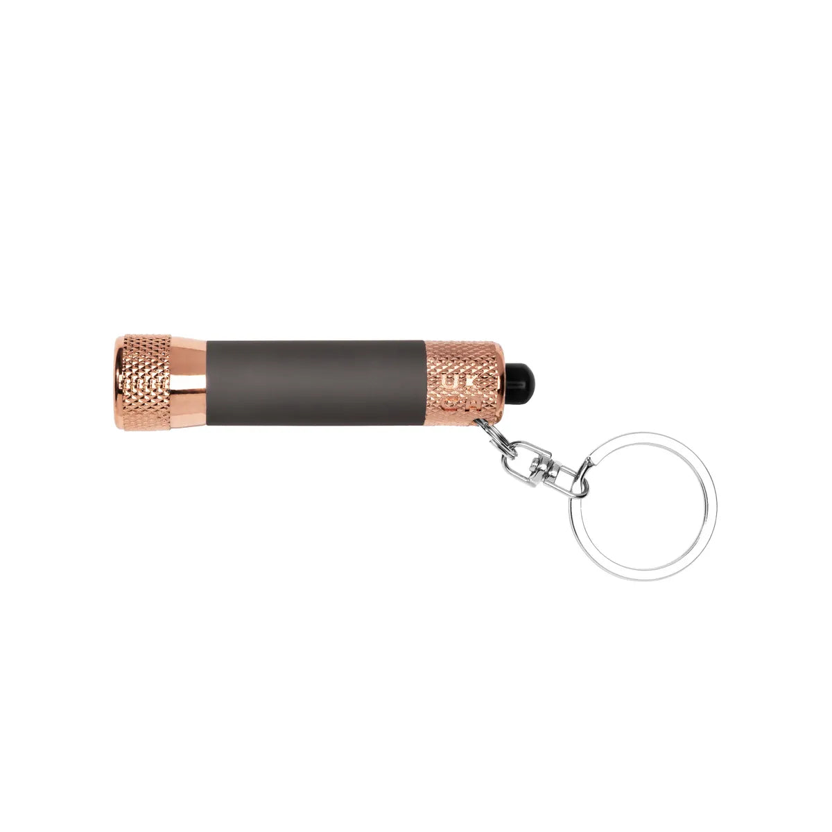 Soft Touch 3 LED Flashlight Keychain with Rose Gold Trim