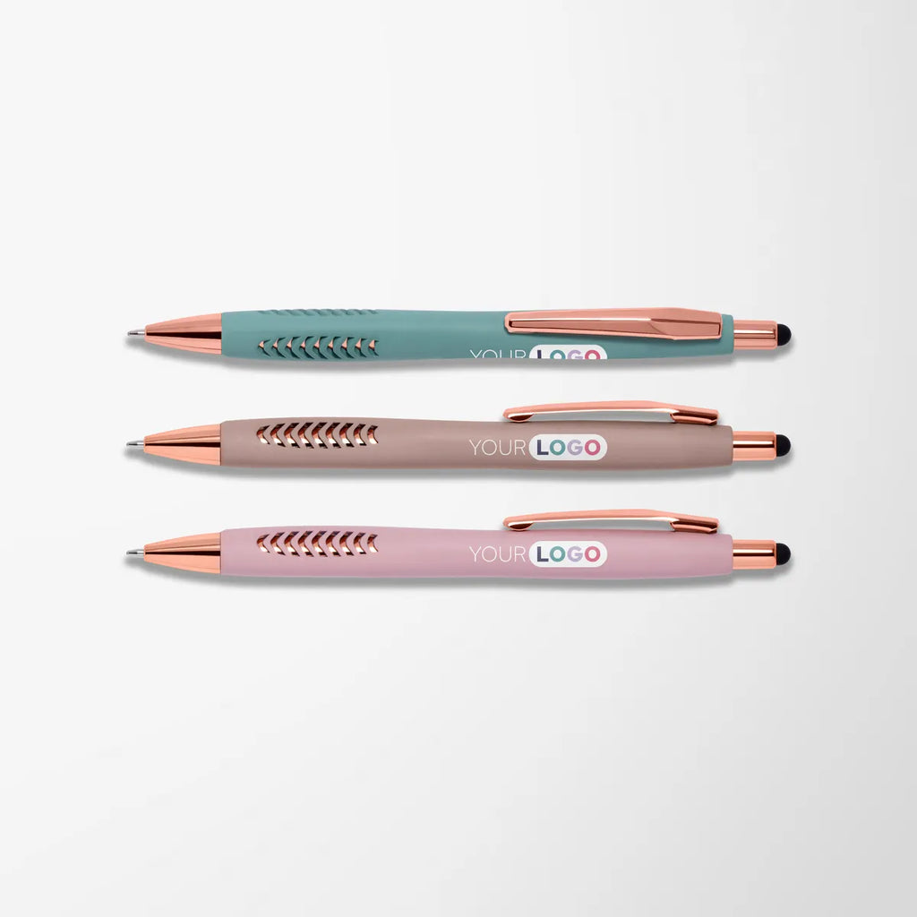 Full Color Coastal Basilia Pen with Rose Gold Trim
