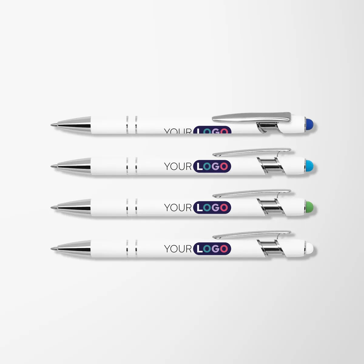 Full Color White Alpha Soft Touch Stylus Pen