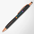 Full Color Soft Touch Basilia Stylus Pen with Rose Gold Trim