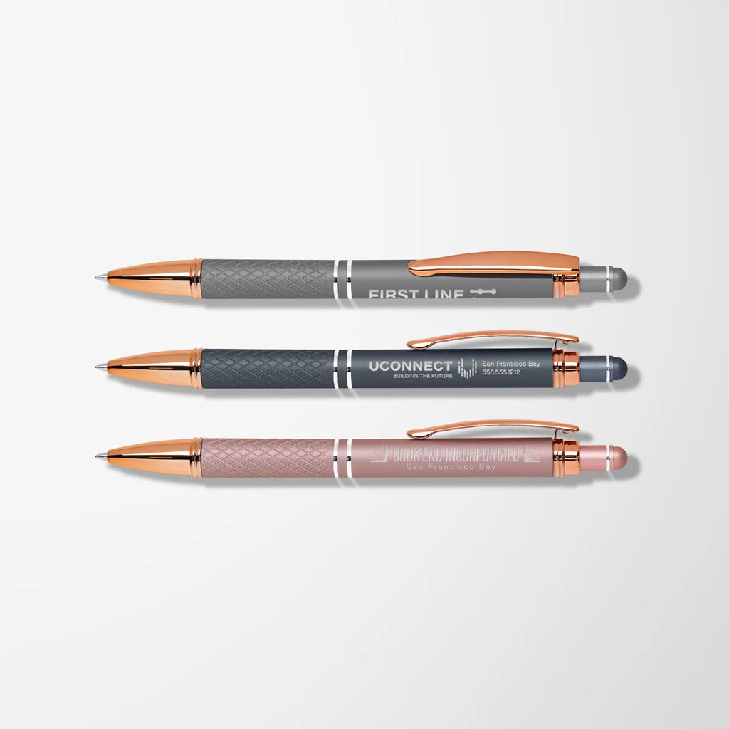 Engraved Mineral Diamond Gel Pen with Rose Gold Trim