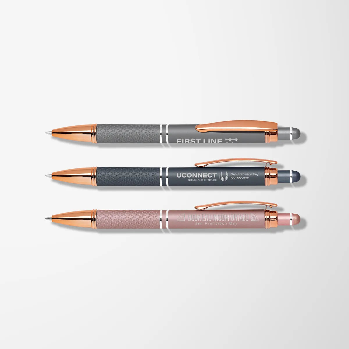 Engraved Mineral Diamond Gel Pen with Rose Gold Trim
