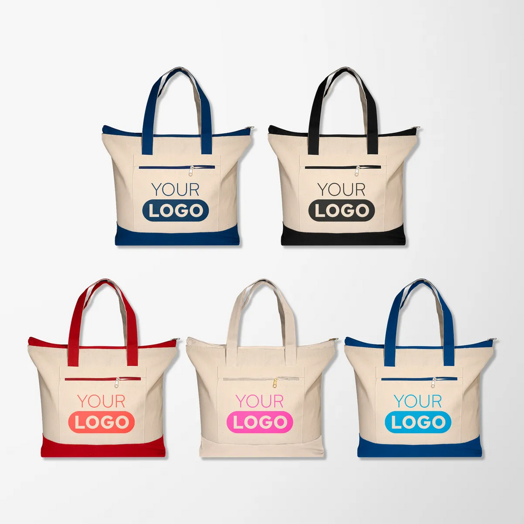 Zippered Cotton Boat Tote