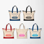 Zippered Cotton Boat Tote